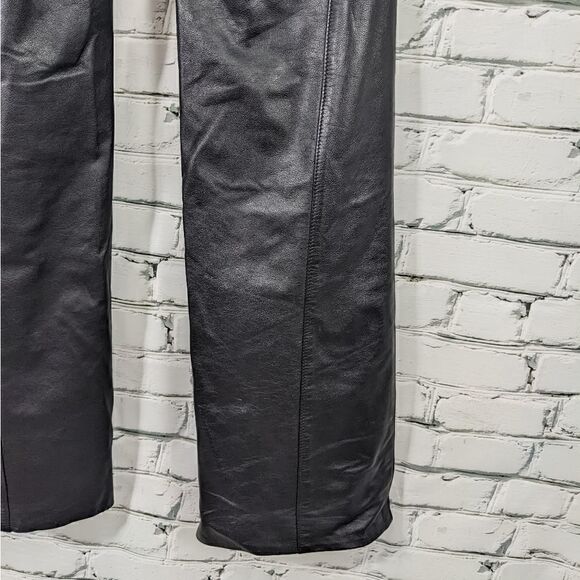 Vintage Black leather flared leg pants cuir Dimitri size 12 - Picture 3 of 9